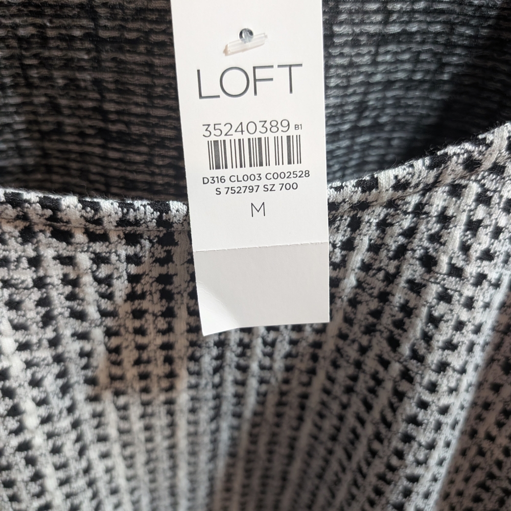 LOFT Black and White Textured Midi Dress Size M NWT - Picture 4 of 7